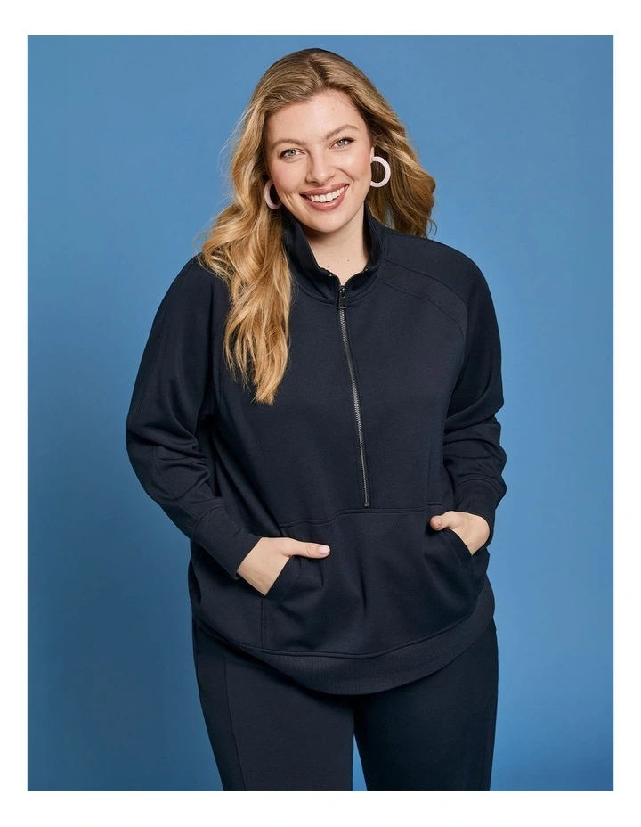 Luxe Touch Half Zip Top Navy image 4