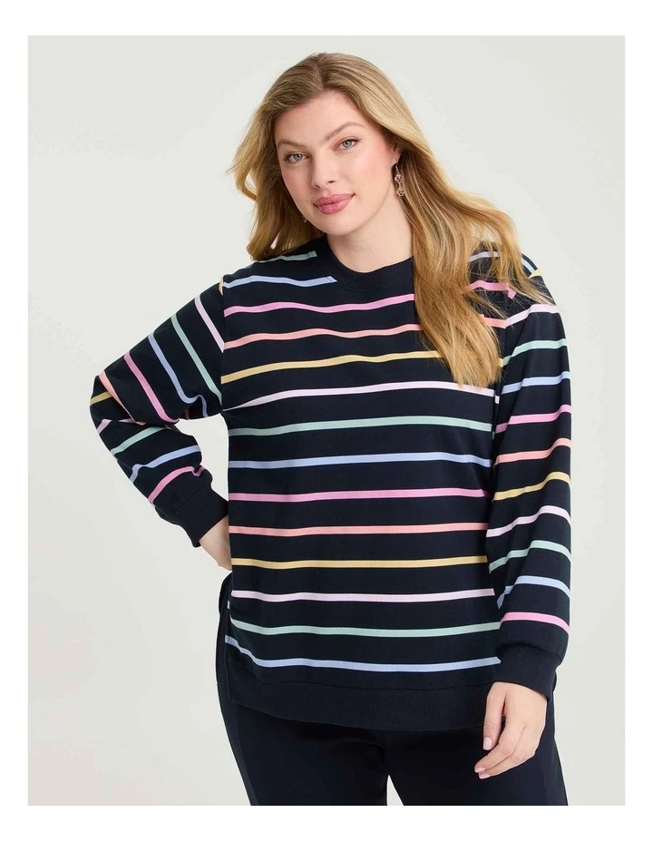 Cotton Multi Stripe Sweatshirt Stripe image 1