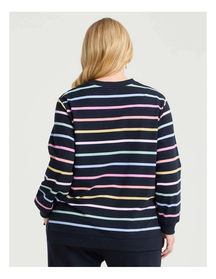 Cotton Multi Stripe Sweatshirt Stripe image 2