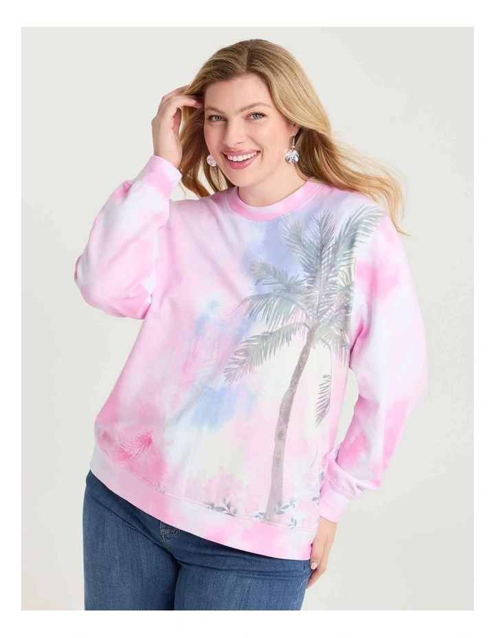 Cotton Palm Tie Dye Sweatshirt Print image 1