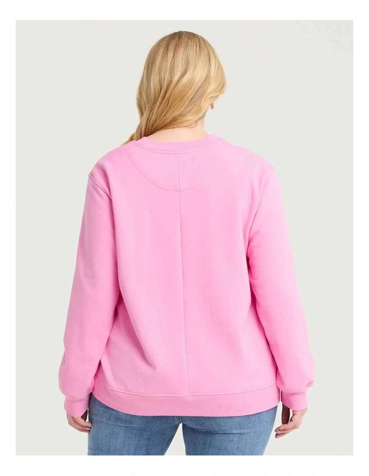 Cotton Flower Applique Sweatshirt Bergonia Pink image 2