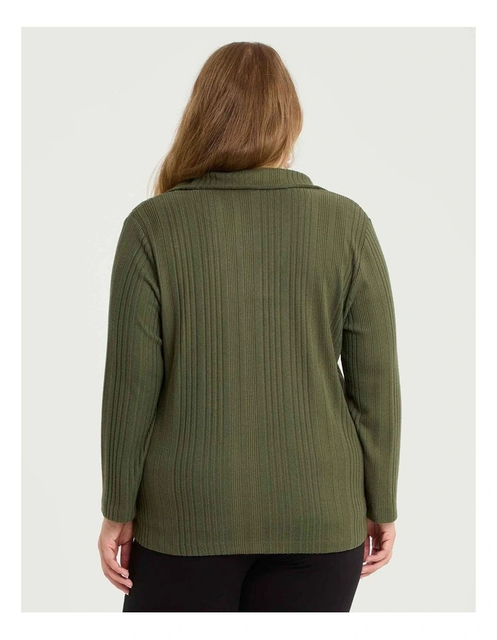 Cozy Rib Polo Top Willow Green image 2