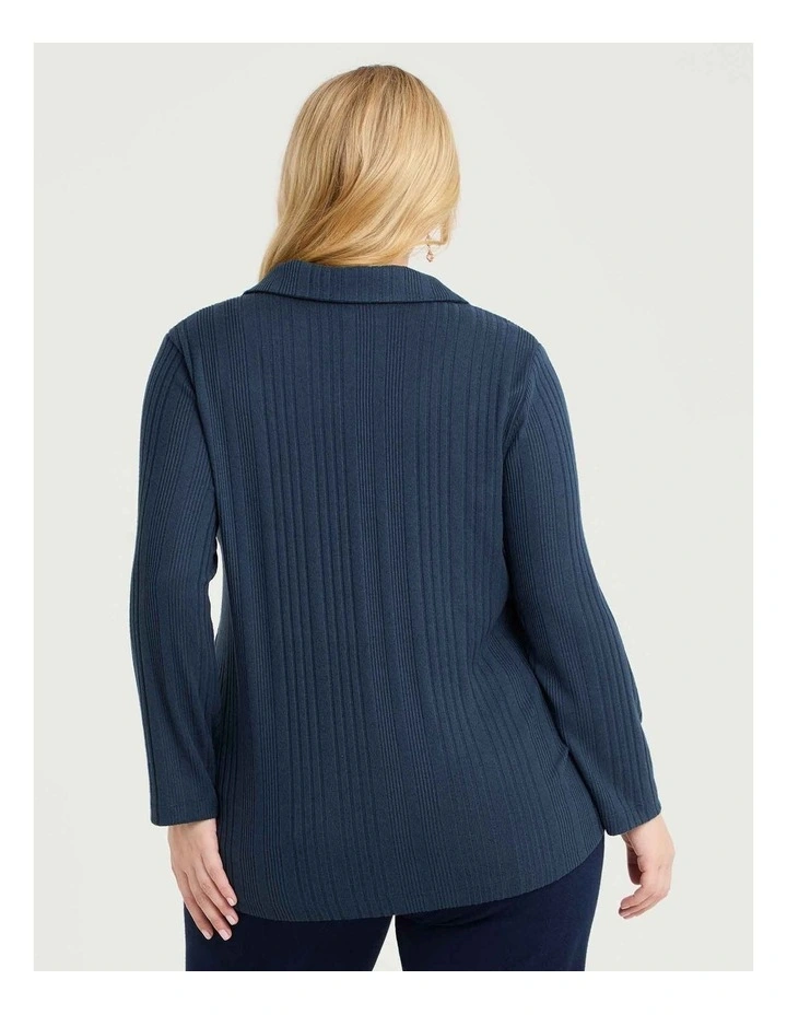Cozy Rib Polo Top Denim image 2