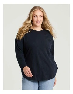 Cotton Hi-lo Seam Detail Top Navy