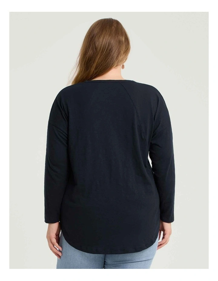 Cotton Hi-lo Seam Detail Top Navy image 2