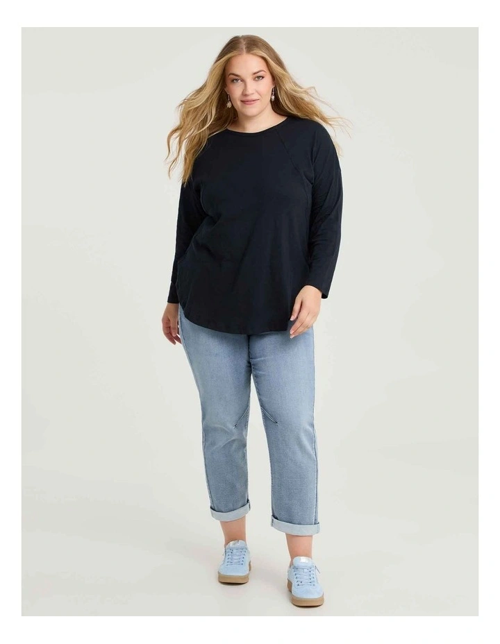 Cotton Hi-lo Seam Detail Top Navy image 4