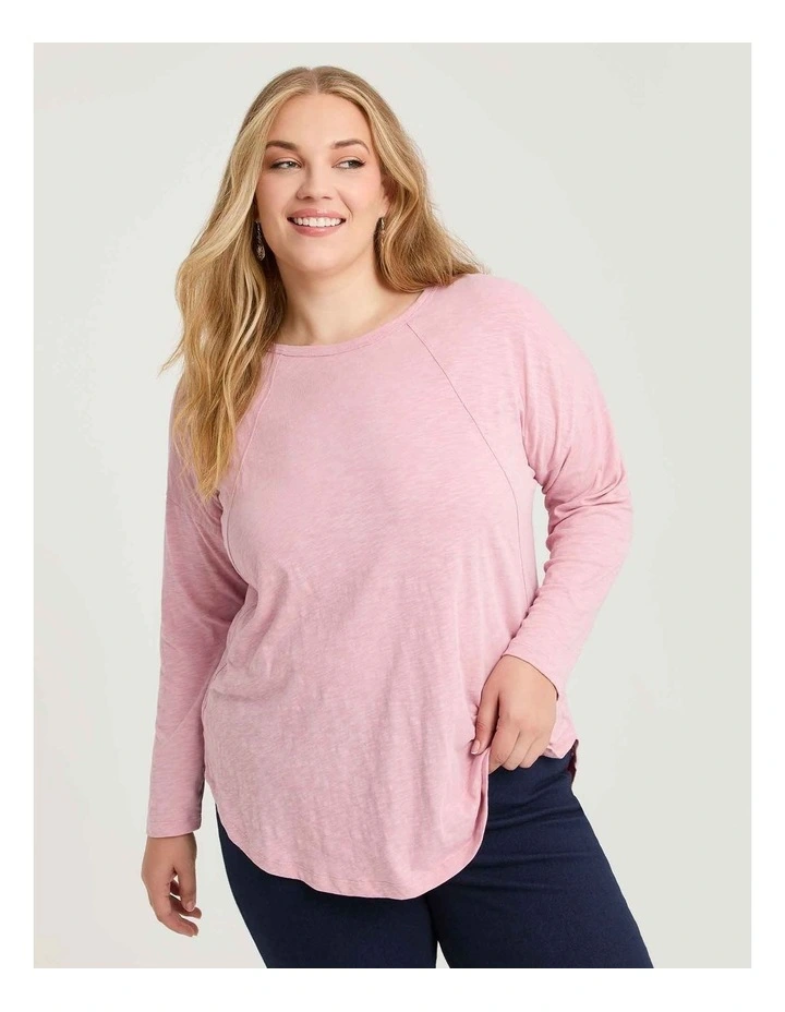Cotton Hi-lo Seam Detail Top Pastel Pink image 1