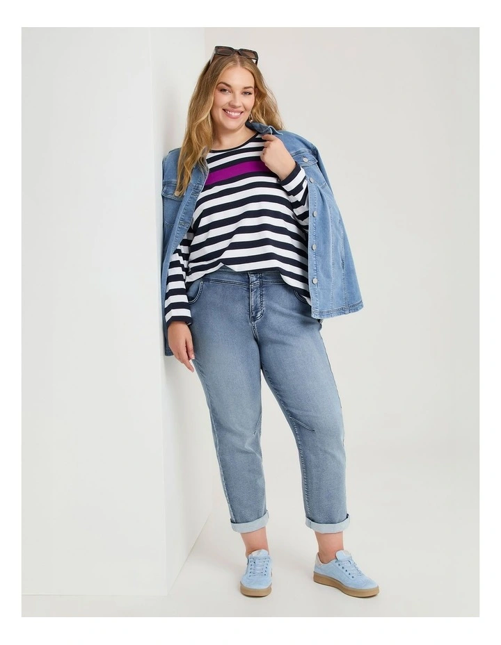 Cotton Colour Block Top Navy/white image 5