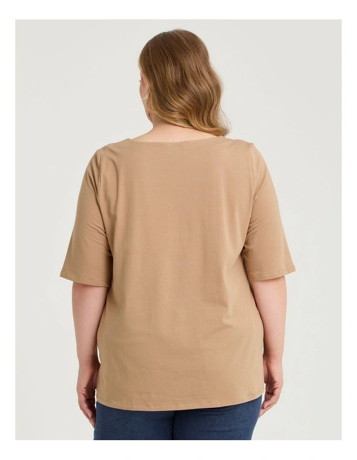 Organic Cotton Stud Shoulder Top Walnut image 2
