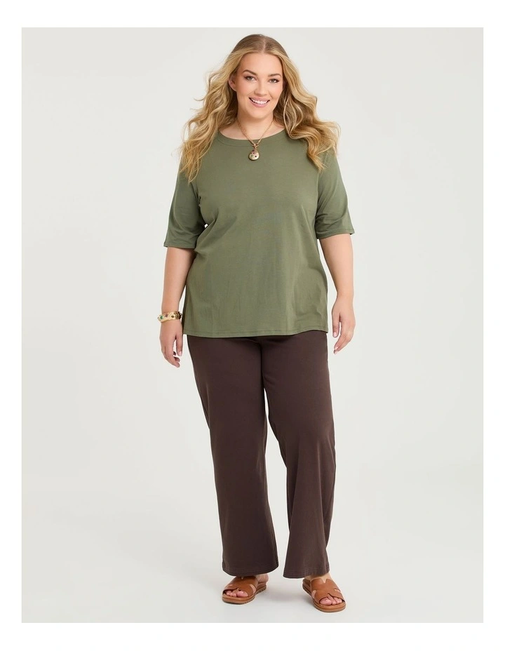 Organic Cotton Stud Shoulder Top Dusty Khaki image 4