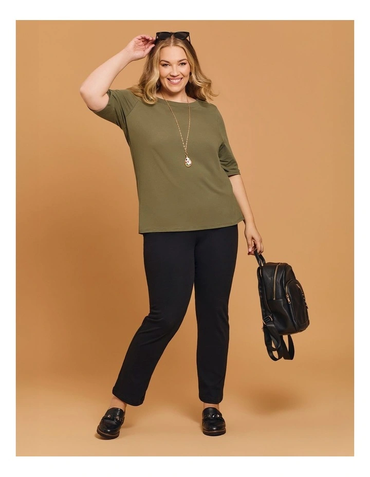 Organic Cotton Stud Shoulder Top Dusty Khaki image 5