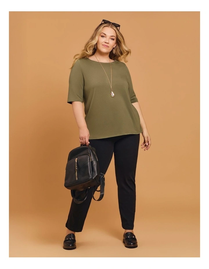 Organic Cotton Stud Shoulder Top Dusty Khaki image 6