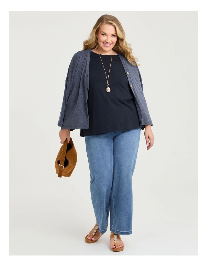 Organic Cotton Stud Shoulder Top Navy image 4