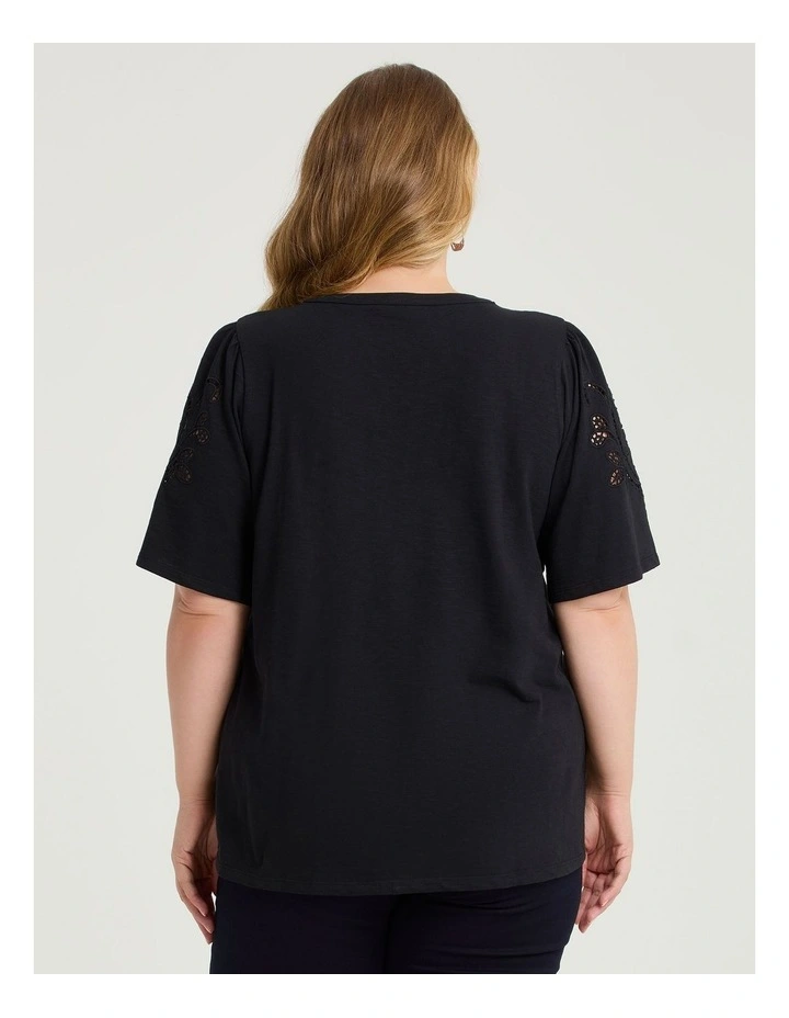Cotton Cutout Embroidery Top Black image 2