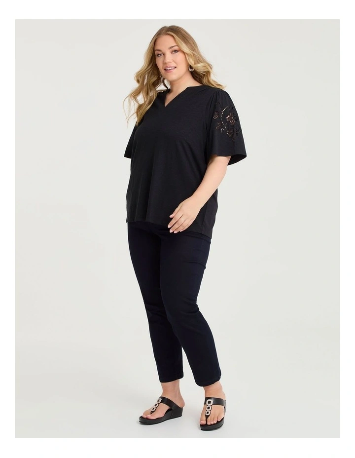 Cotton Cutout Embroidery Top Black image 4