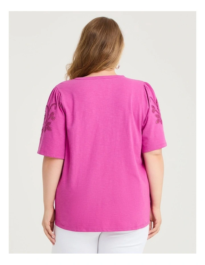 Cotton Cutout Embroidery Top Wild Orchid image 2