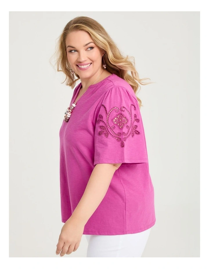 Cotton Cutout Embroidery Top Wild Orchid image 3