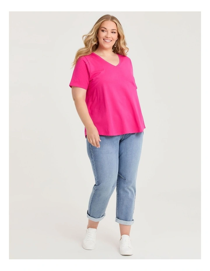 Australian Cotton V-neck T-shirt Hot Pink image 3