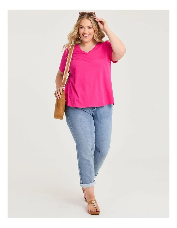 Australian Cotton V-neck T-shirt Hot Pink image 4