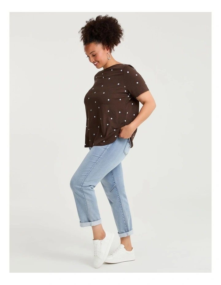 Cotton Boat Neck Top Dark Cocoa/cloud image 3