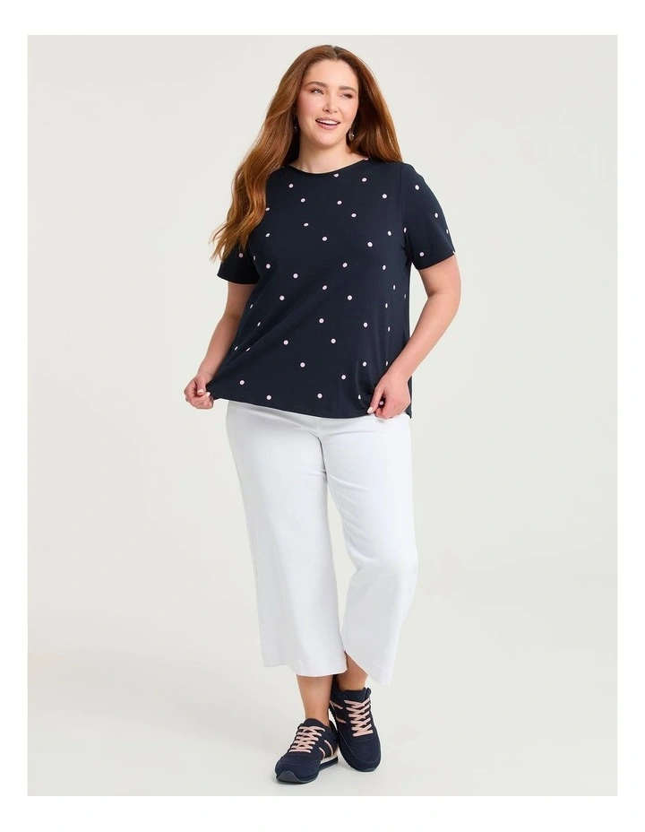 Cotton Boat Neck Top Navy/pink image 3