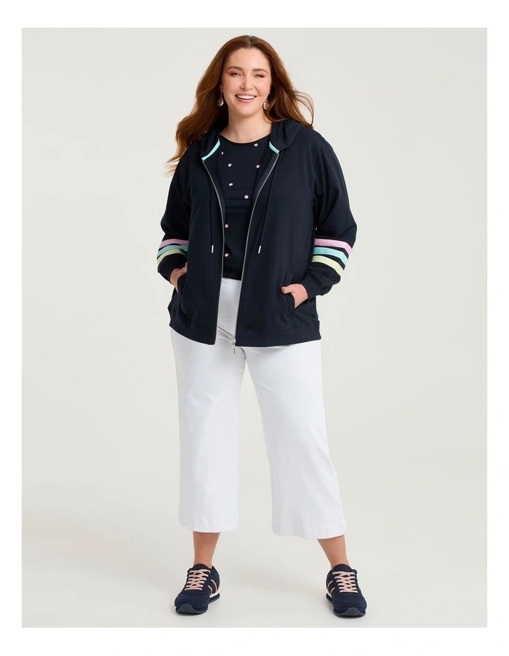 Cotton Boat Neck Top Navy/pink image 4