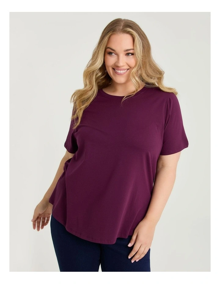 Organic Cotton Crew Neck T-shirt Wine image 1