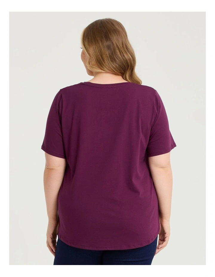 Organic Cotton Crew Neck T-shirt Wine image 2