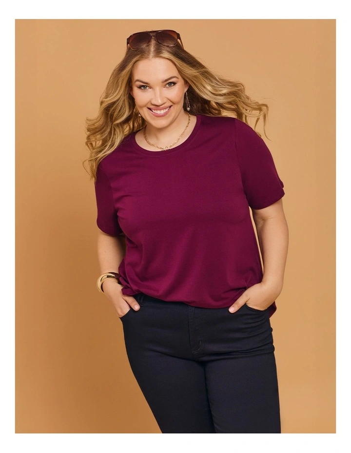 Organic Cotton Crew Neck T-shirt Wine image 4