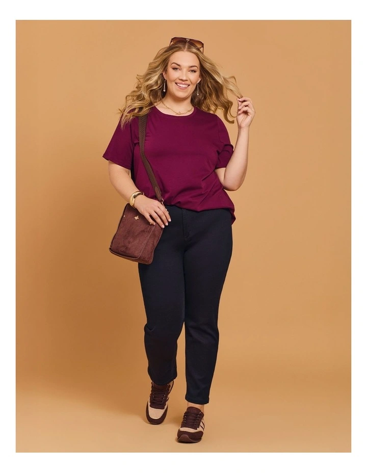 Organic Cotton Crew Neck T-shirt Wine image 5