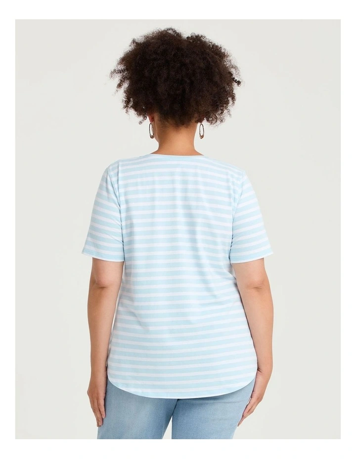 Australian Cotton Stripe T-shirt Sky Blue/white image 2