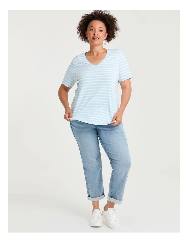 Australian Cotton Stripe T-shirt Sky Blue/white image 4