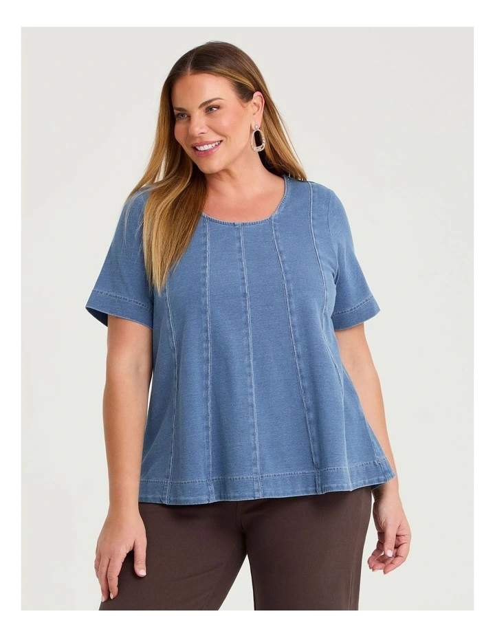 Cotton Swing Seam Detail Top Chambray Blue image 1
