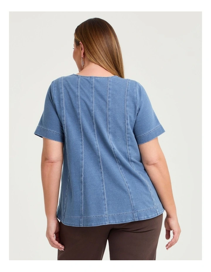 Cotton Swing Seam Detail Top Chambray Blue image 2