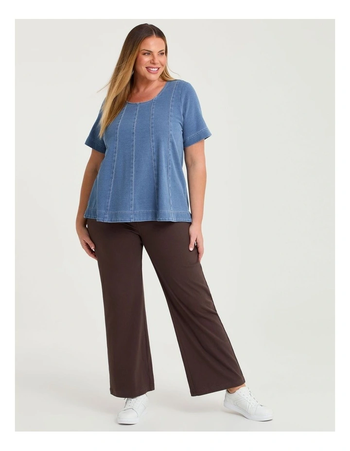 Cotton Swing Seam Detail Top Chambray Blue image 3
