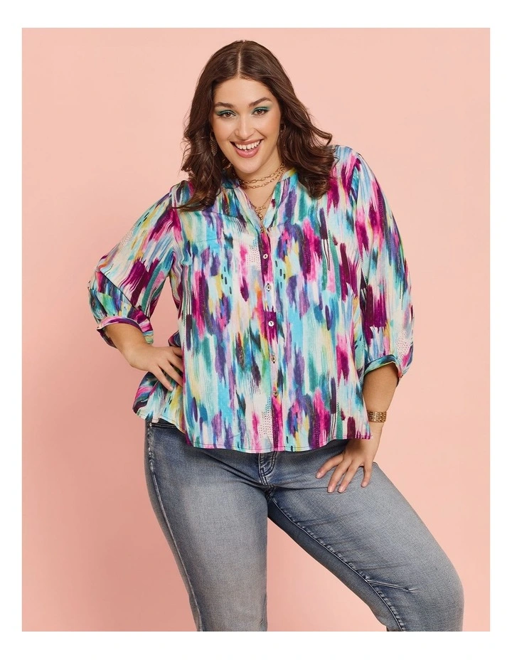 Ettavee Brushstroke Natural Top Print image 4