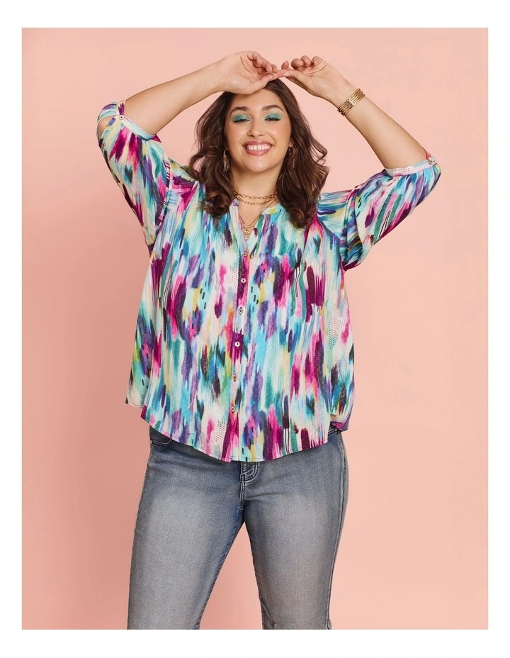 Ettavee Brushstroke Natural Top Print image 5