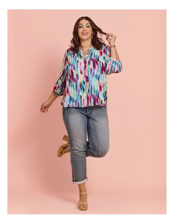 Ettavee Brushstroke Natural Top Print image 6