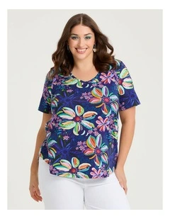 Ettavee Flowers Cotton T-shirt Print