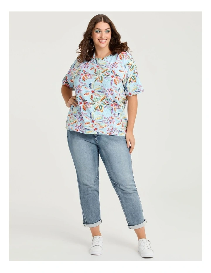 Ettavee Aqua Flowers Sweatshirt Print image 3