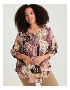 Boho Paisley Foil Natural Tunic Print
