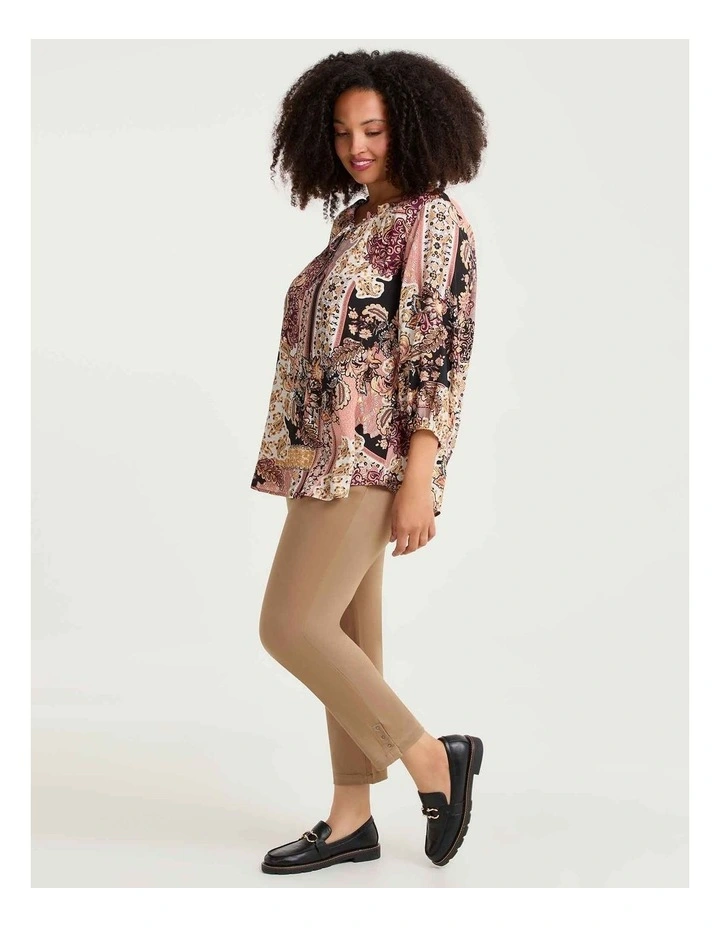 Boho Paisley Foil Natural Tunic Print image 3