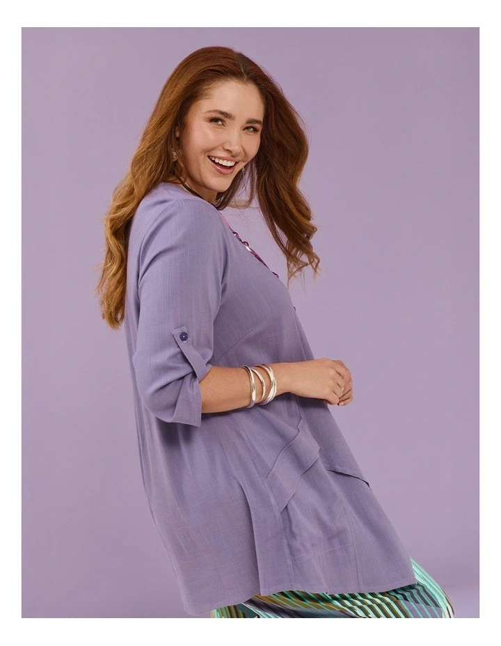 Asymmetric Natural Tunic Cornflower image 4
