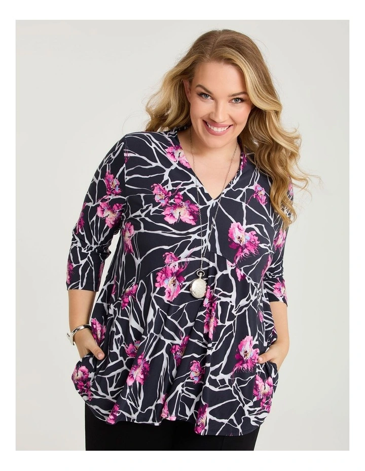 Bardot Luna Tunic Black Pink Floral image 1