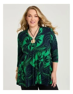 Bardot Luna Tunic in Green/black Print