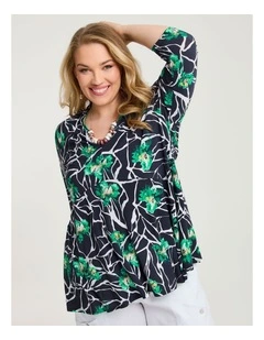 Bardot Luna Tunic in Navy Green Floral