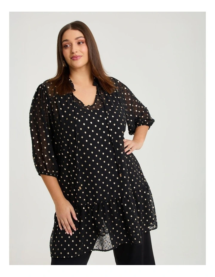 Elena Gold Foil Event Tunic Black/gold image 3