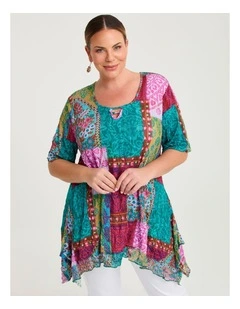Lace Hem Crush Tunic Print