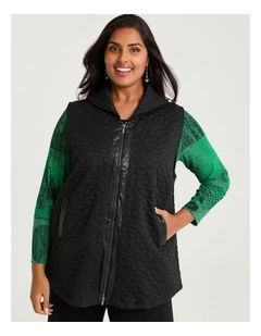 Jacquard Knit Zip Front Vest Black