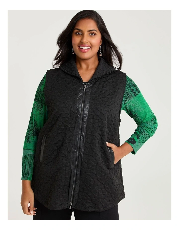 Jacquard Knit Zip Front Vest Black image 1